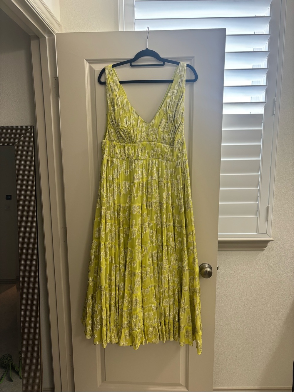 Anthropologie let me be floral jaquard tiered Dress